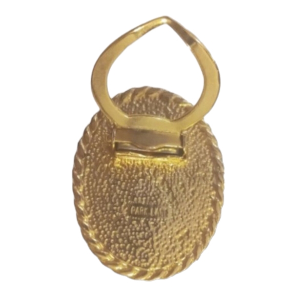 Vintage PARK LANE Colossal Gold Blue Lucite Stone Dress Scarf Clip - Picture 5 of 5